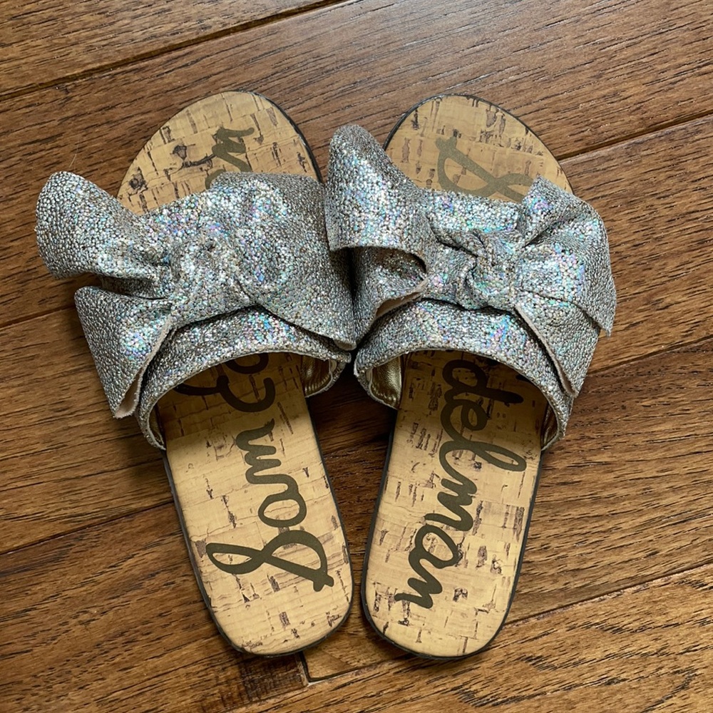Sam Edelman Gigi Bow Sparkly sandals Sz 12 New